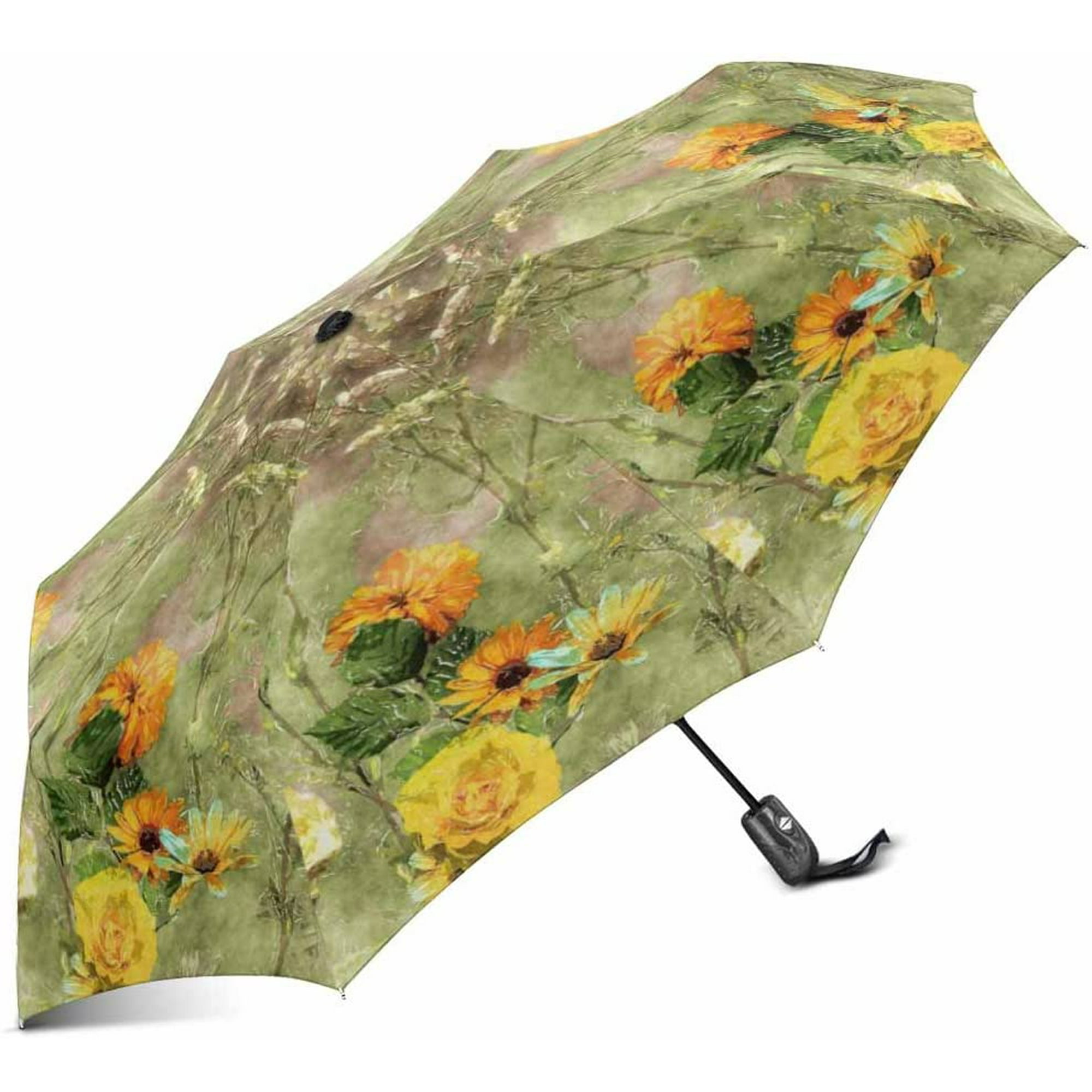 Custom Yellow Rose Compact Travel Windproof Rainproof Foldable Umbrella Custom Yellow Rose Compact Travel Windproof Rainproof Foldable Umbrella